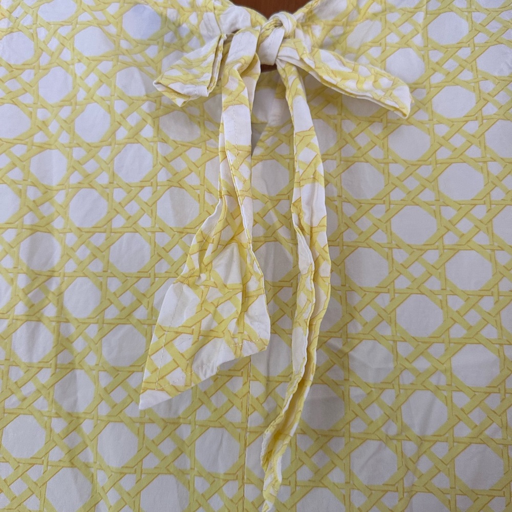 Ann Taylor Yellow Geometric Sleeveless Blouse - Picture 5 of 6